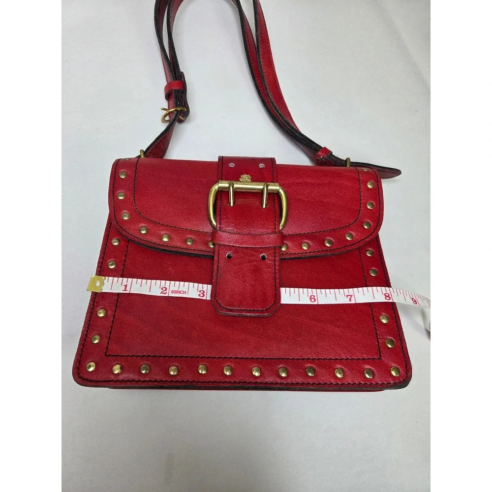 Vintage Marcolino by John Romain Red Leather Studded Shoulder Bag